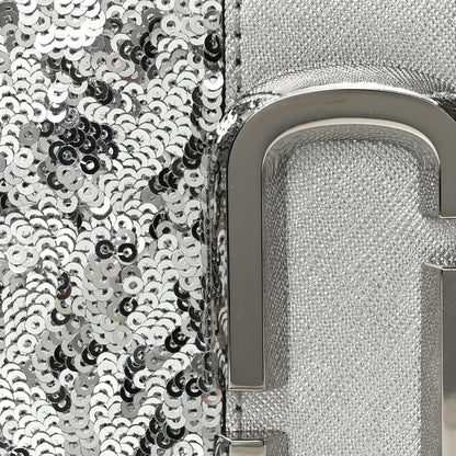 MARC JACOBS
Metallic Sequin Snake Embossed Calfskin Stripe Snapshot Camera Bag Silver