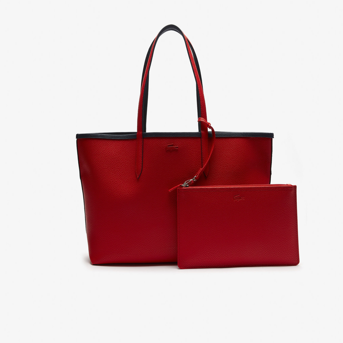 ‏Lacoste Anna Reversible Tote   With Pouch Black / Red
