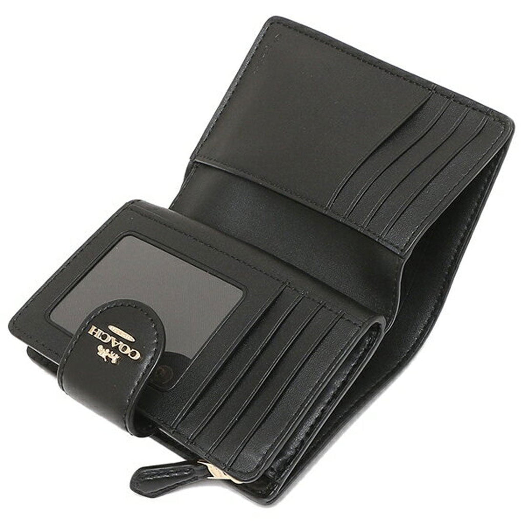 Coach Medium Corner Zip Wallet In Signature Canvas dark brown
