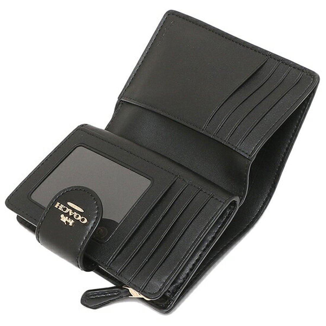 Coach Medium Corner Zip Wallet In Signature Canvas dark brown