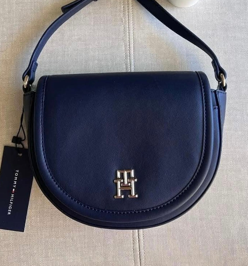 Tommy Hilfiger Navy Blue Crossbody Bag with Gold Logo