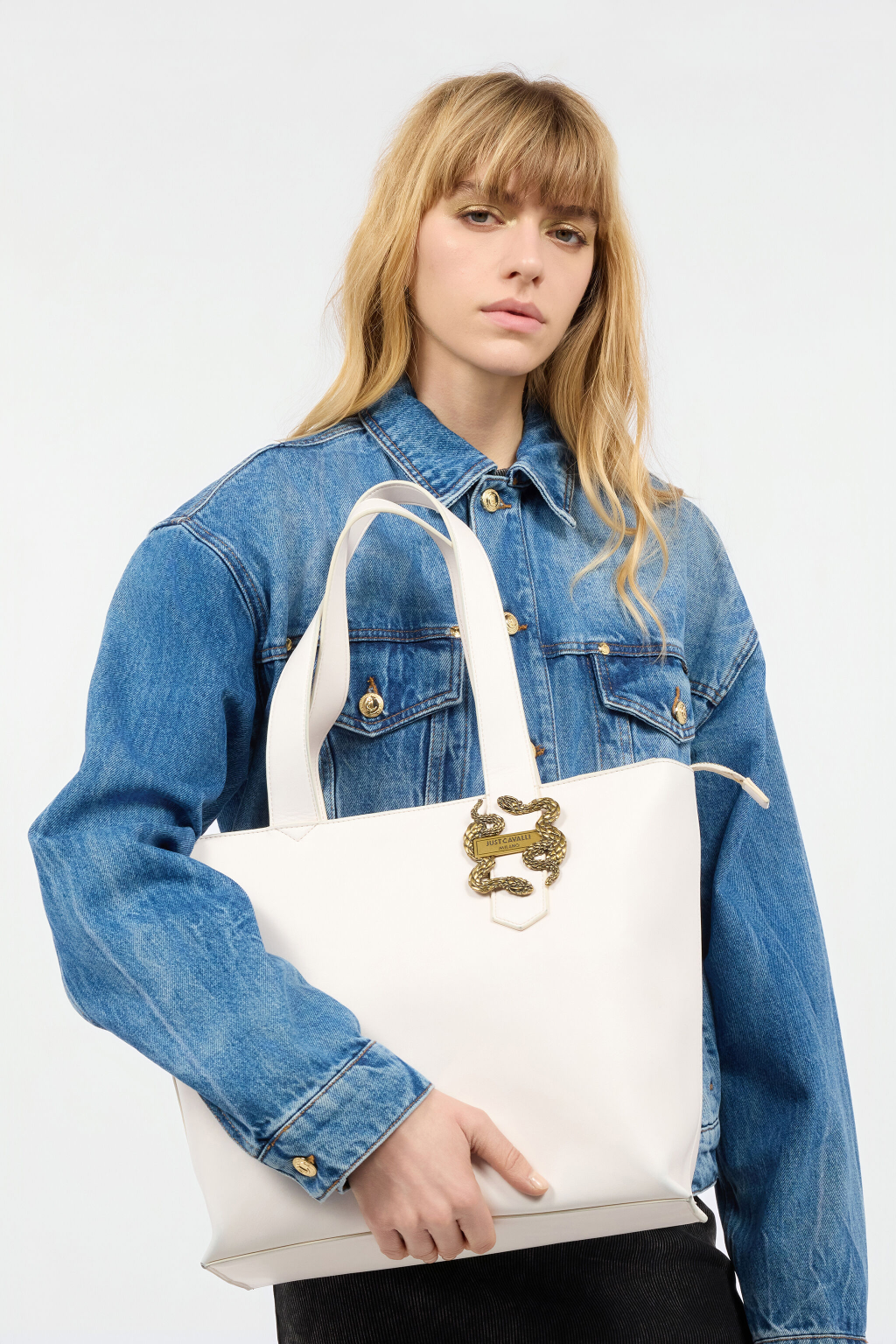 Just Cavalli Tote Bag With Mirror Snake