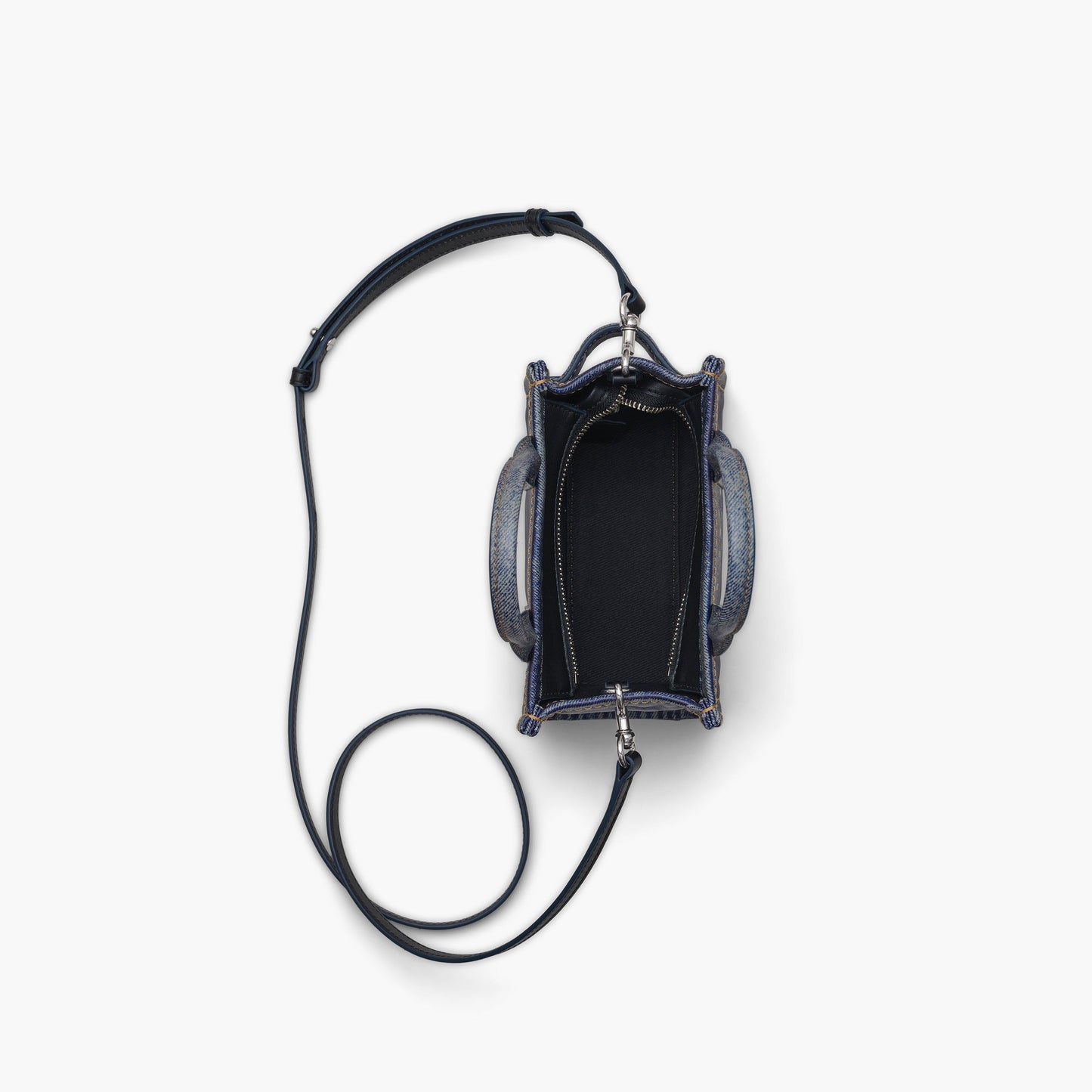 Marc Jacobs The Denim-Printed Leather Micro Tote Bag