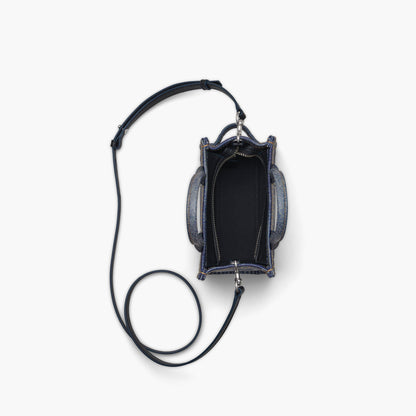 Marc Jacobs The Denim-Printed Leather Micro Tote Bag