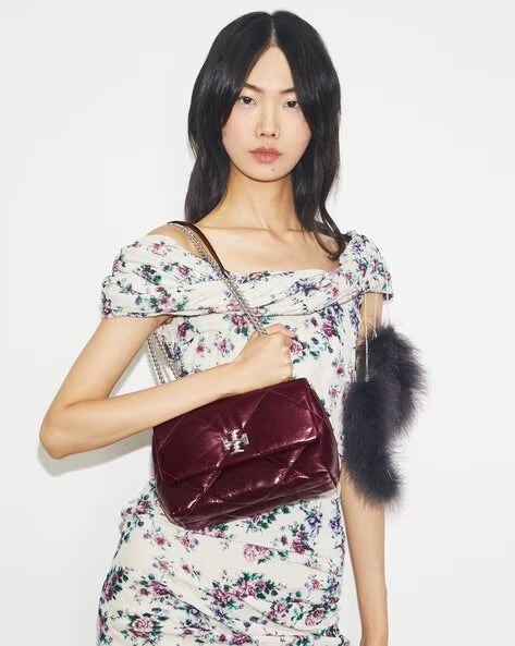 Tory Burch Small Kira Diamond Quilt Distressed Shoulder Bag