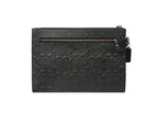 Coach Structured Pouch Leather Signature Debossed Black