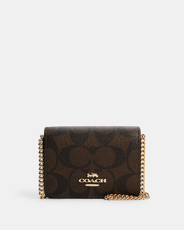 Coach Mini Wallet On A Chain In Signature Canvas coach