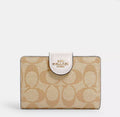 Coach Women's Medium Corner Zip Wallet in Signature Canvas (Light Khaki / Chalk)