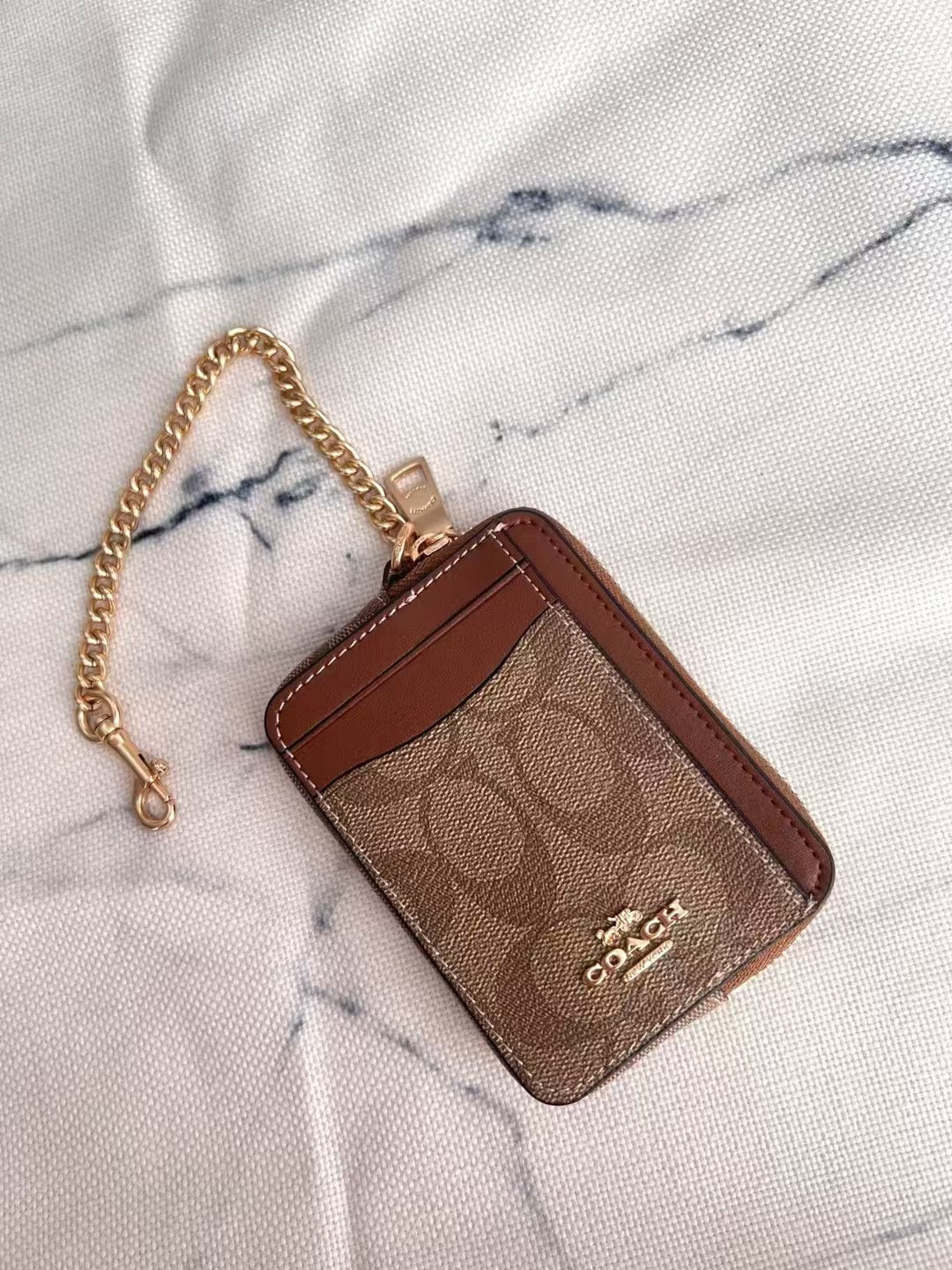 Coach Zip Card Case In Signature Canvas