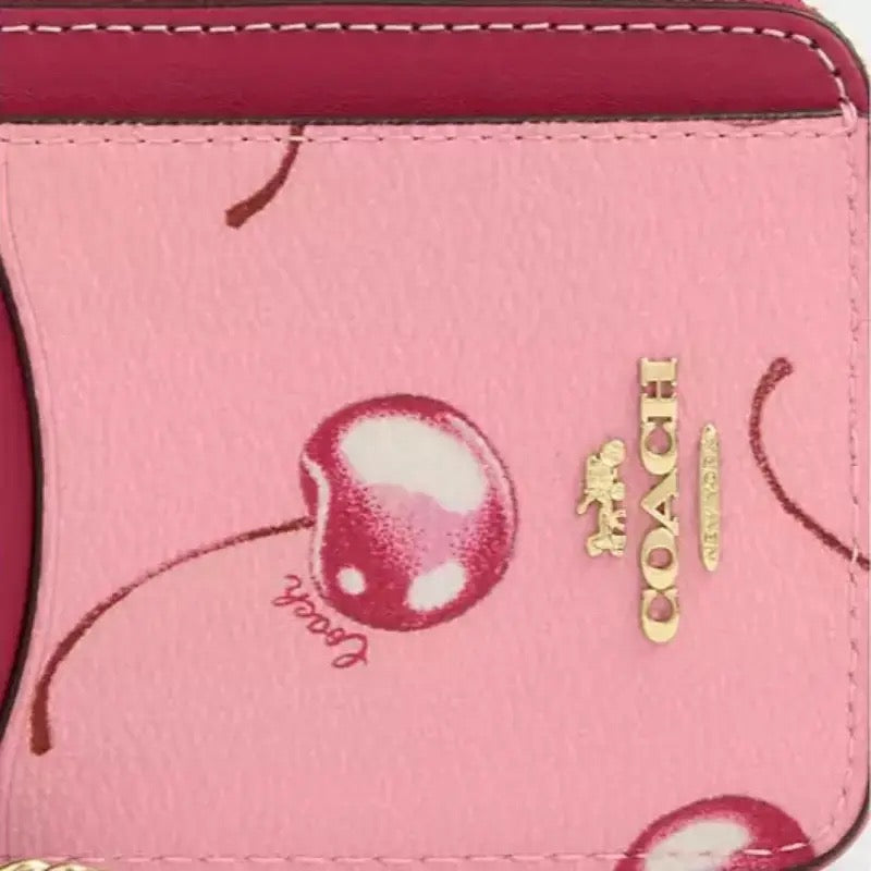 Coach Zip Card Case With Cherry Print