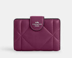 Coach Medium Corner Zip Wallet With Puffy Diamond Quilting - Deep Berry