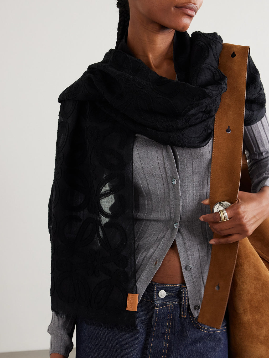 Loewe Scarf in wool, cotton and silk blend