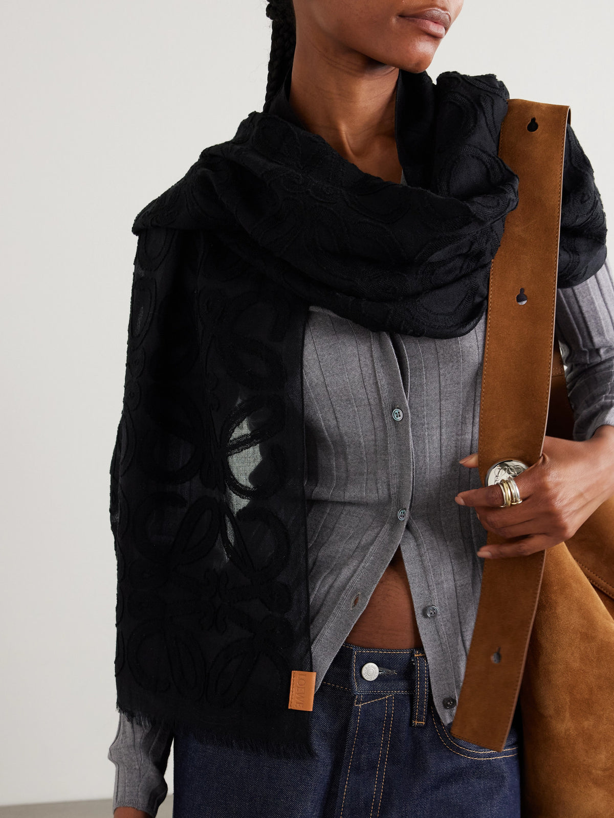 Loewe Scarf in wool, cotton and silk blend