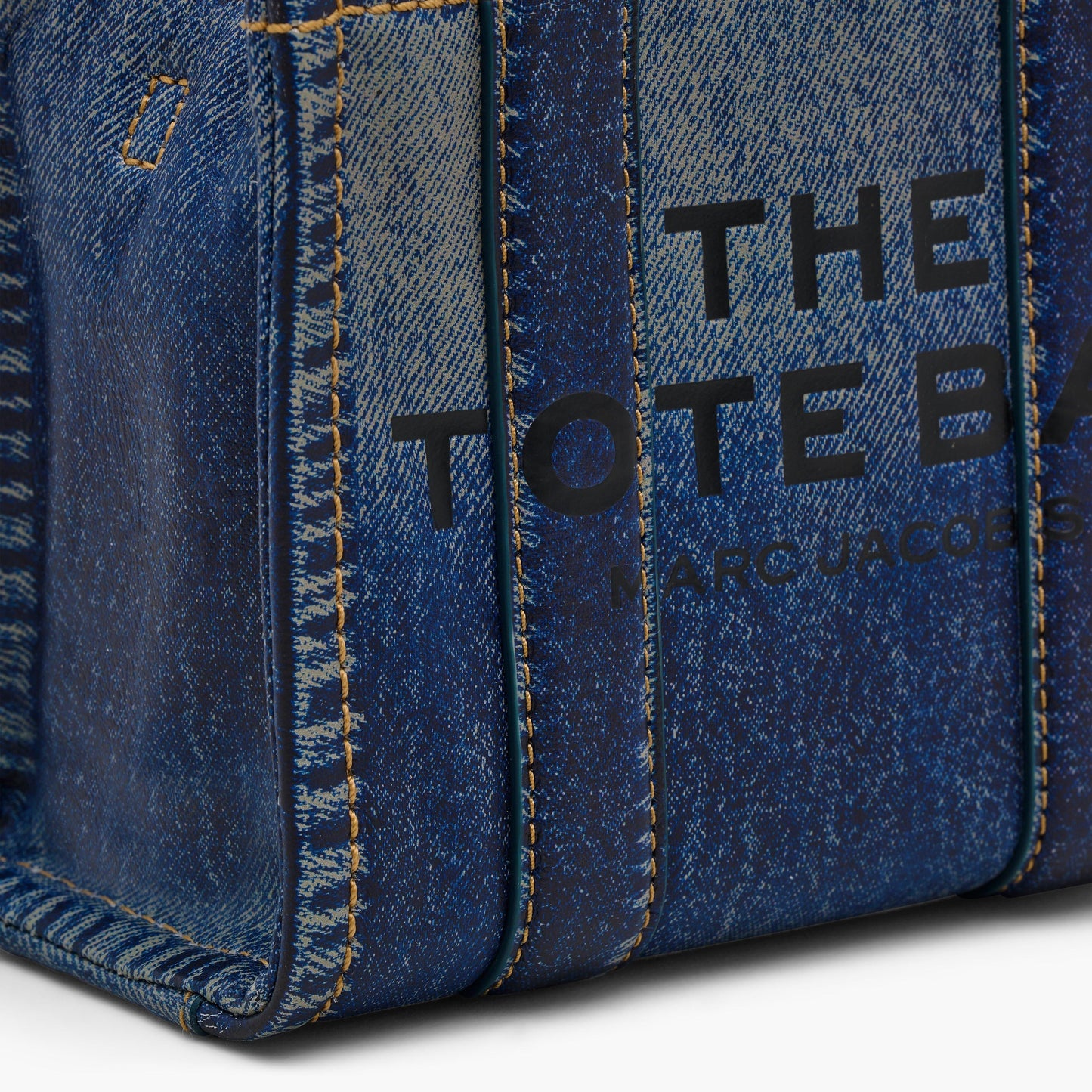 Marc Jacobs The Denim-Printed Leather Micro Tote Bag