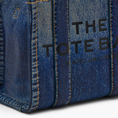 Marc Jacobs The Denim-Printed Leather Micro Tote Bag