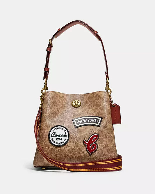Coach Willow Bucket Bag Signature Canvas with Patch
