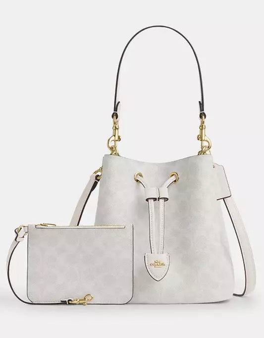 Coach Rowan Bucket Bag In Signature Canvas Chalk White