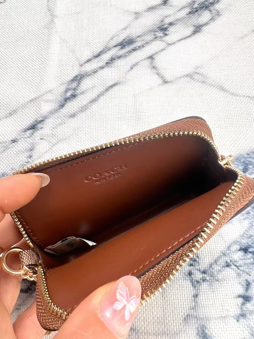 Coach Zip Card Case In Signature Canvas