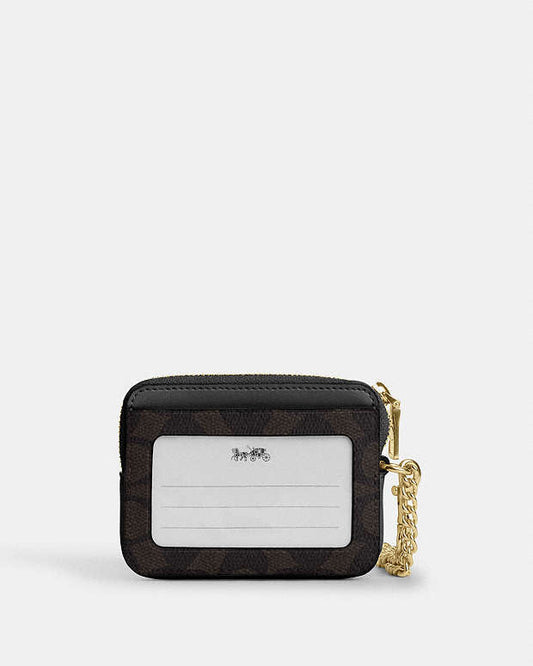 Coach Zip Card Case In Signature Canvas