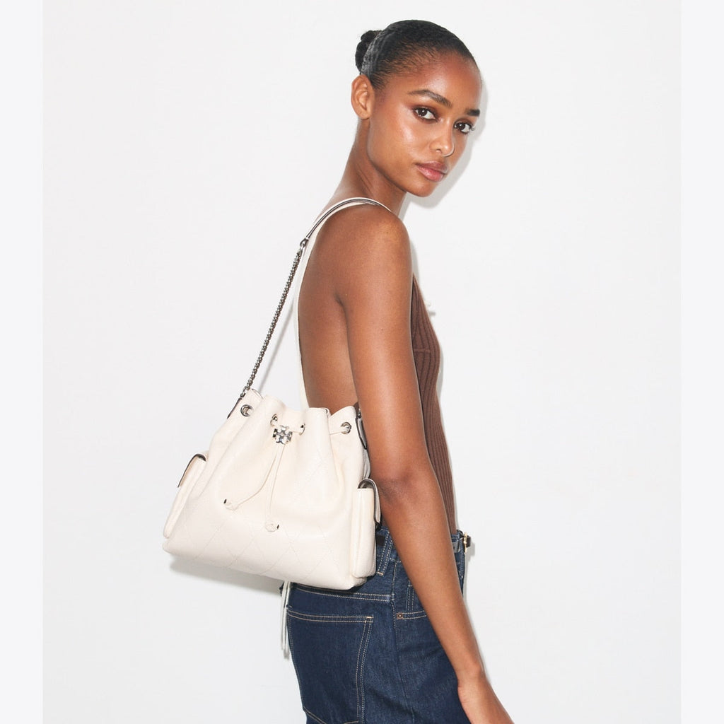 Tory Butch Charlie Quilted Drawstring Shoulder Bag