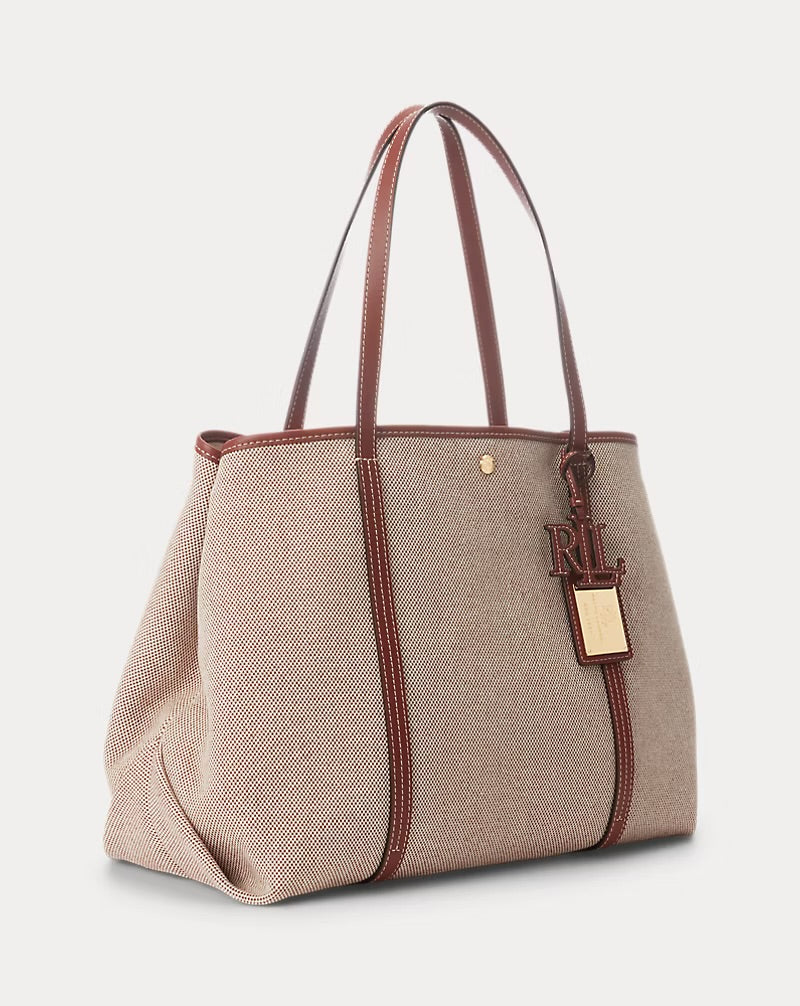 Ralph Lauren Canvas & Leather Large Emerie Tote
