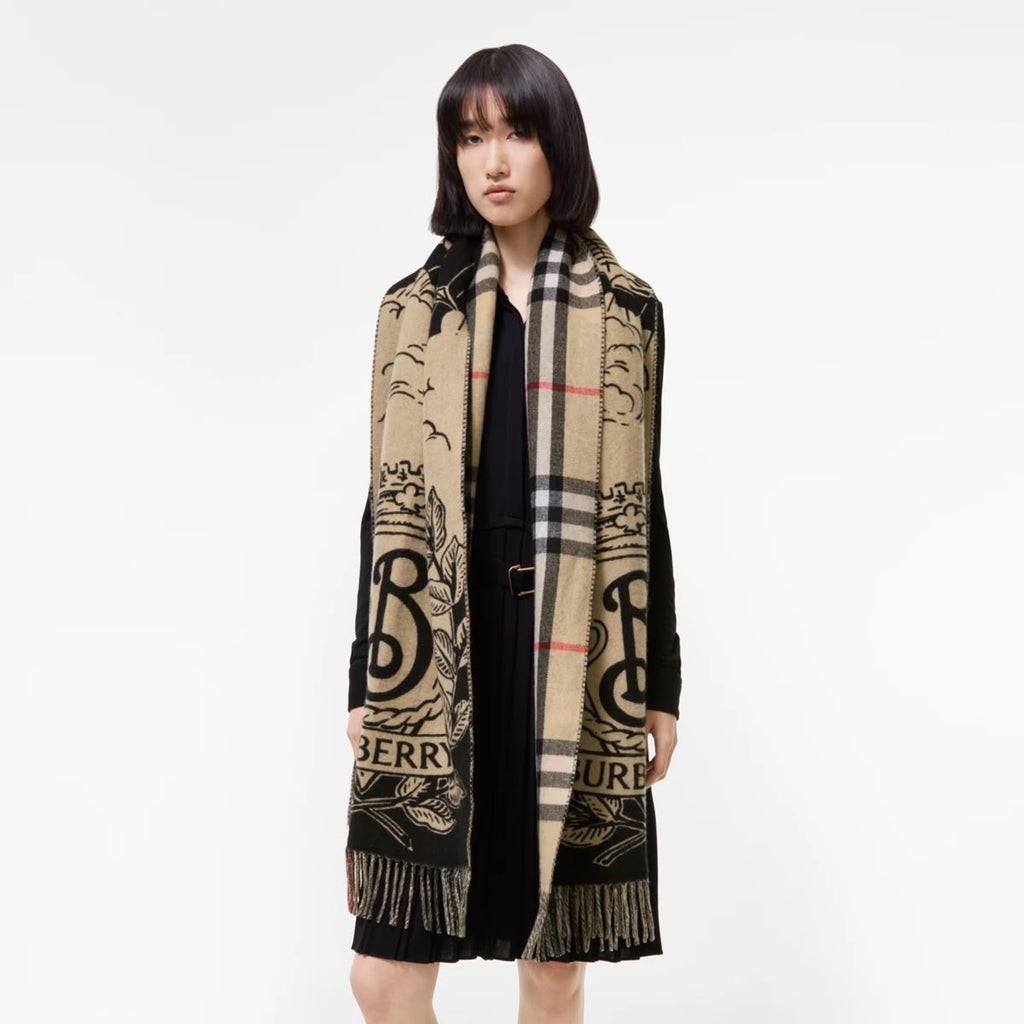 Burberry Wide Gallant Knight Cashmere Scarf