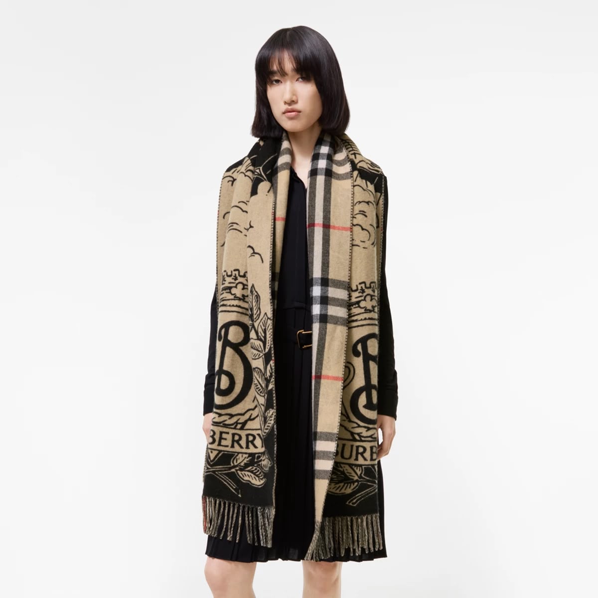 Burberry Wide Gallant Knight Cashmere Scarf