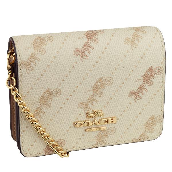 Coach Mini Wallet With Horse And Carriage Dot Print cream