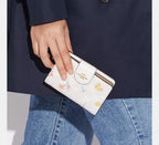 Coach Medium Corner Zip Wallet In Signature Canvas With Mystical Floral Print