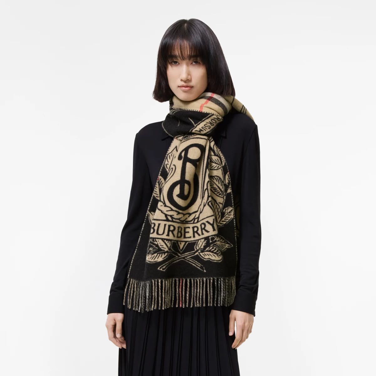 Burberry Wide Gallant Knight Cashmere Scarf