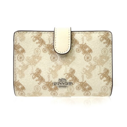 Coach Medium Corner Zip Wallet With Horse And Carriage Print