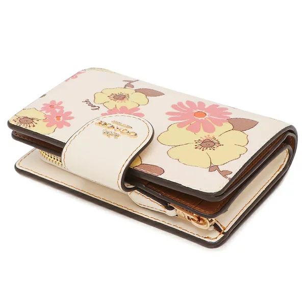 COACH Medium Corner Zip Wallet With Floral Cluster Print Style