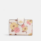 COACH Medium Corner Zip Wallet With Floral Cluster Print Style