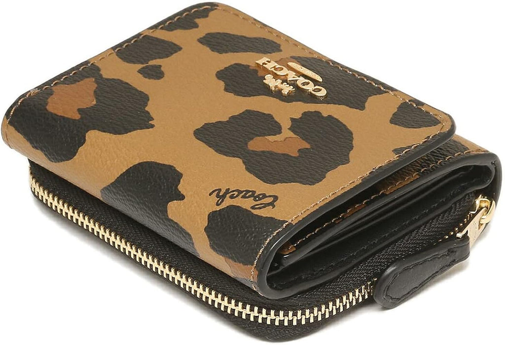 Coach Small Trifold Wallet With Leopard Print