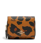 Coach Small Trifold Wallet With Leopard Print