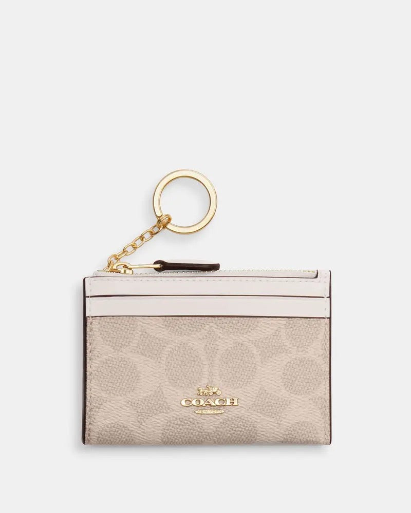 Coach Signature Canvas Mini Skinny Id Card Holder