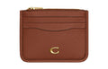 Coach Card Case Cow Leather Card Holder Mini Women's Brown