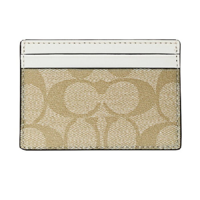 Coach Card Case in Signature Canvas, Khaki/Chalk