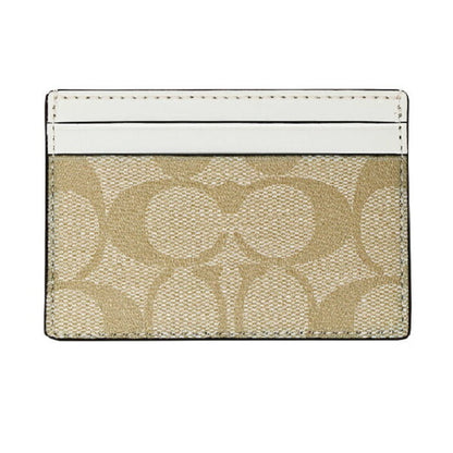 Coach Card Case in Signature Canvas, Khaki/Chalk