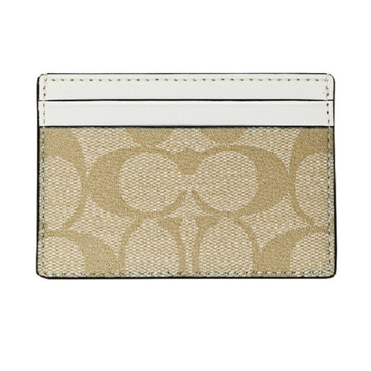 Coach Card Case in Signature Canvas, Khaki/Chalk