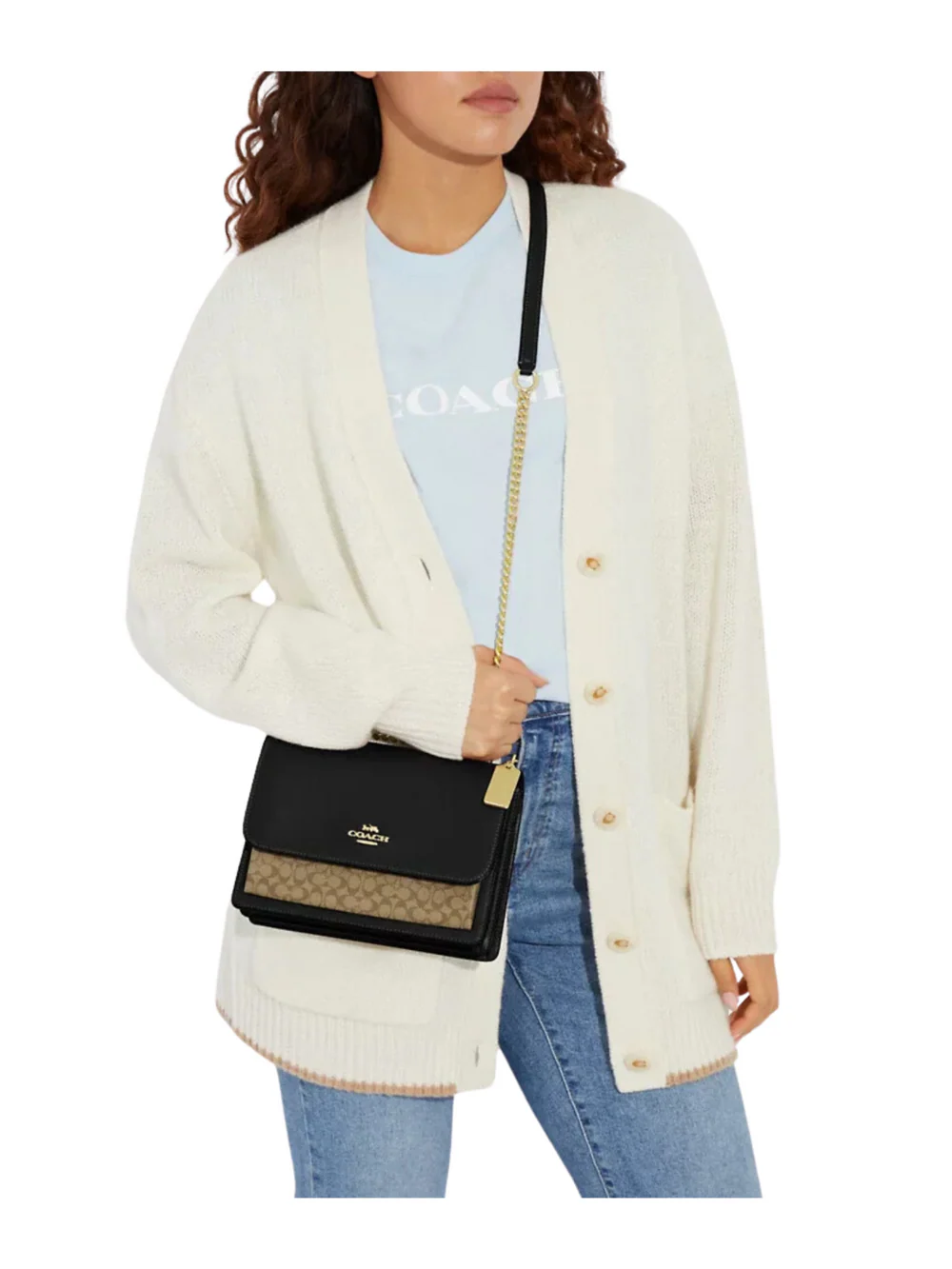 Coach Klare Crossbody Bag In Micro Signature Canvas Khaki/Black