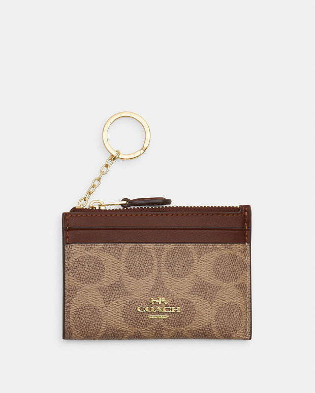 Coach Mini Skinny Id Case In Signature Canvas cardholder