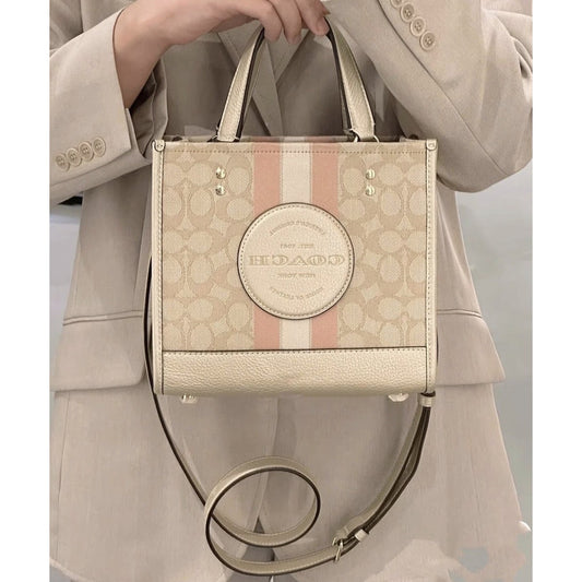 Coach Dempsey Tote 22 In Signature Jacquard With Stripe