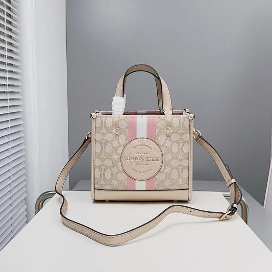 Coach Dempsey Tote 22 In Signature Jacquard With Stripe